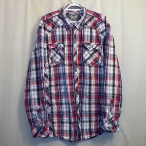 BKE Button Front Shirt Men's XXL Multicolor Plaid